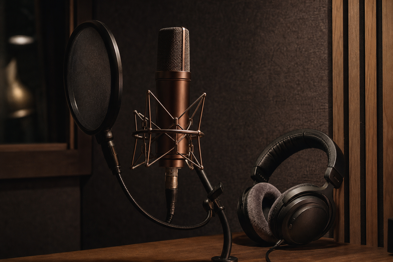 Microphone podcast avec filtre anti-pop