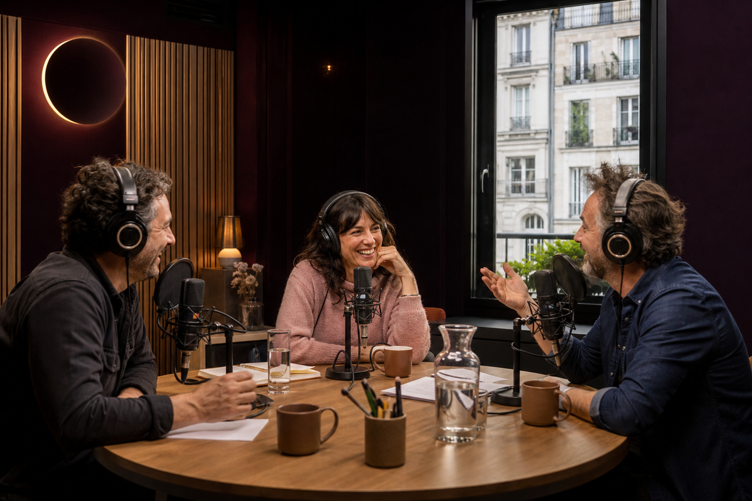 Deux personnes enregistrant un podcast